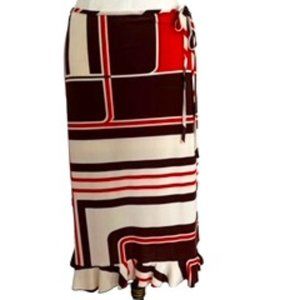 William B.....🐝 Brown, Cream, Orange Geometric Print Skirt - Size S